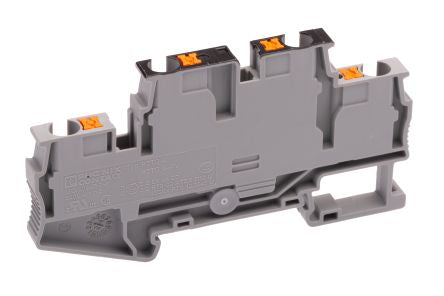 Phoenix Contact 3211825 PTTB 4-PV Series Double Level Terminal Block Grey, 0.2mm², 6 mm², 2-Level, Push-in, IECEx, ATEX