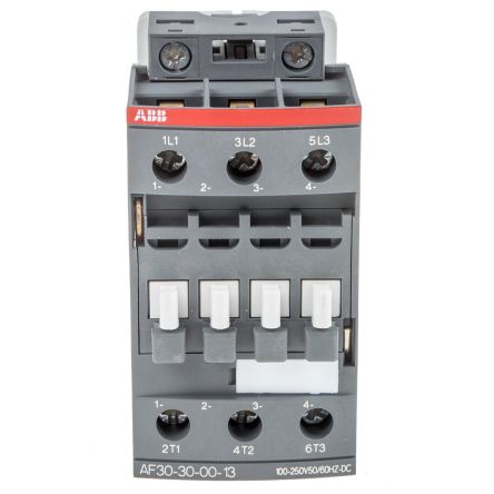 ABB AF30 Contactor, 230V dc Coil, 3-Pole, 21 A, 15 kW 250V, 3 NO, 690V ac