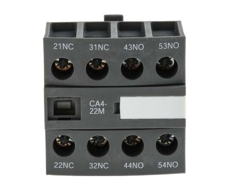 ABB Auxiliary Contact, 4 Contact, 2 NC/2 NO, CA4, Front, 6 A, 690V ac, 1SBN010140R1122 CA4-22M
