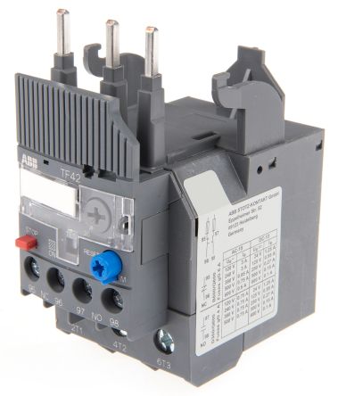 ABB, TF42 Thermal Overload Relay 1 NO/1 NC, 20A, 24 A F.L.C, 24A Contact Rating, 2.6 W 3
