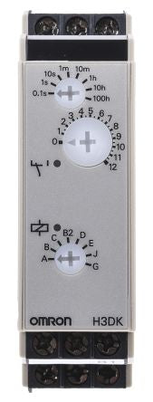 Omron H3DK Series DIN Rail Timer Relay, 1-Contact, 12 to to 240 V dc 24V ac, 240 V ac, 0.1 s to 1200 h,