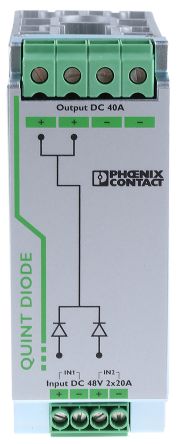 Phoenix Contact Redundancy Module for use with DIN Rail Unit, QUINT-DIODE/48DC/2X20/1X40 Series