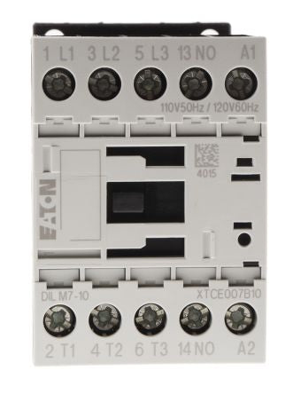 Eaton DILM Contactor, 110V ac Coil, 3-Pole, 7 A, 3 kW 110V ac, 3 NO, 400V ac