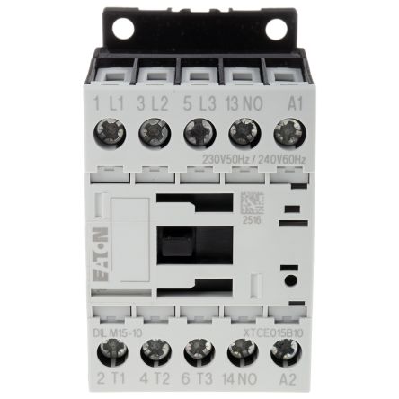 Eaton DILM Contactor, 230V ac Coil, 3-Pole, 15 A, 7.5 kW 230V ac, 3 NO, 400V ac