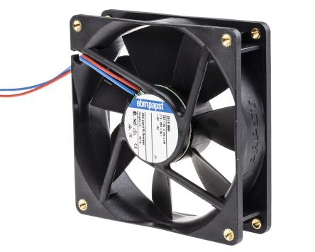 ebm-papst 3400 N Series Axial Fan, 24V dc, 102 m³/h, 3.2 W, IP20 92 mm 25mm 25 mm