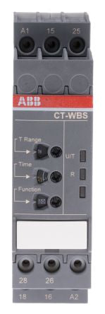ABB DIN Rail Timer Relay, 2-Contact, 48 V dc 24V ac, 240 V ac, 0.05 s to 300 h, Multifunction-Function, DPDT Switch
