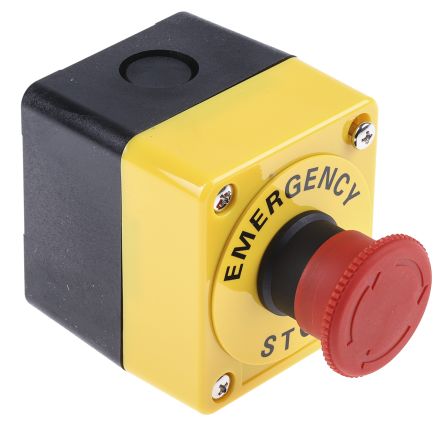 Omron A22E Series Twist Release Emergency Stop Push Button, Panel Mount, 22 mm Cutout, 1 NC, IP65