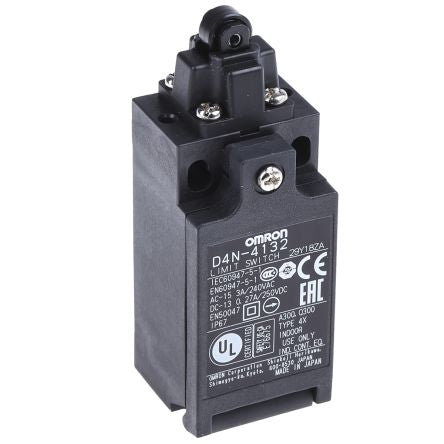 Omron D4n Series Roller Plunger Interlock Switch, 1 NO/1 NC, IP67, Polyester Housing, 4A