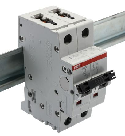 ABB System Pro M Compact S200 Miniature Circuit Breaker, 2-Pole, 3A, Type C, 440V ac AC, 125 V dc DC, 6 kA Breaking