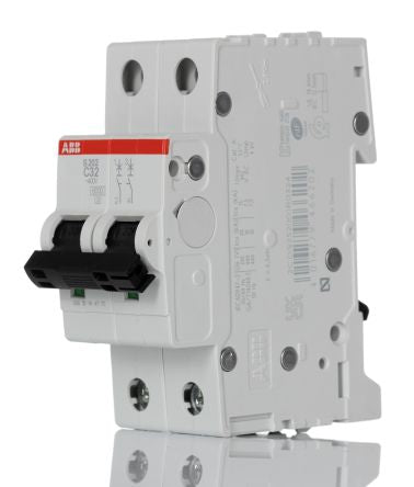 ABB System Pro M Compact S200 Miniature Circuit Breaker, 2-Pole, 32A, Type C, 400V ac AC, 125 V dc DC, 6 kA Breaking