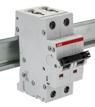 ABB System Pro M Compact S200M Miniature Circuit Breaker, 2-Pole, 1A, Type D, 400V ac AC, 125 V dc DC, 15 kA Breaking