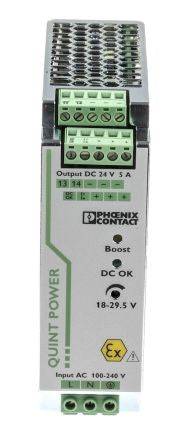 Phoenix Contact QUINT POWER Switched Mode DIN Rail Power Supply 300 V dc, 264V ac AC/DC Input 29.5V dc, 5 A Output DC
