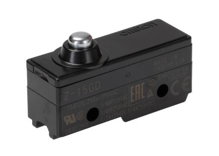 Omron Z Series Plunger Limit Switch, SPDT, IP00, Thermosetting Resin Housing, 500V ac, 15A