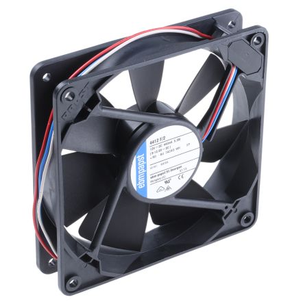 ebm-papst 4400 F Series Axial Fan, 12V dc, 170 m³/h, 5.3 W, 441 mA Max, IP20 119 mm 119mm 25 mm