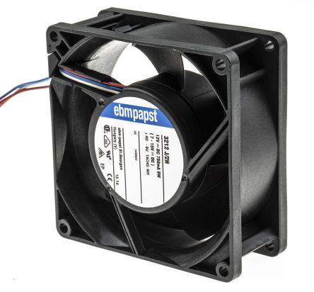 ebm-papst 3200 J - S-Force Series Axial Fan, 12V dc, 146 m³/h, 9 W, 750 mA Max, IP20 92 mm 92mm 38 mm