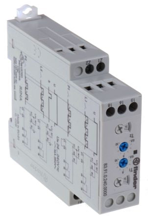 Finder 83 Series DIN Rail Timer Relay, 1-Contact, 24 V dc 24V ac, 240 V ac, 1-Function, SPDT Switch Configuration