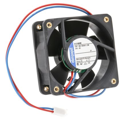 ebm-papst 600 N Series Axial Fan, 12V dc, 35 m³/h, 1.2 W, 100 mA Max, IP20 60 mm 60mm 25.4 mm