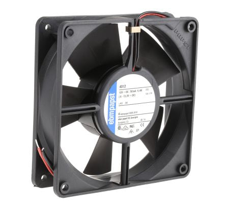 ebm-papst 4300 Series Axial Fan, 12V dc, 204 m³/h, 9.4 W, 783 mA Max, IP68 119 mm 119mm 32 mm