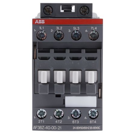 ABB AF38Z Contactor, 24V ac/dc Coil, 4-Pole, 55 A, 18.5 kW 60V, 4 NO, 690V ac