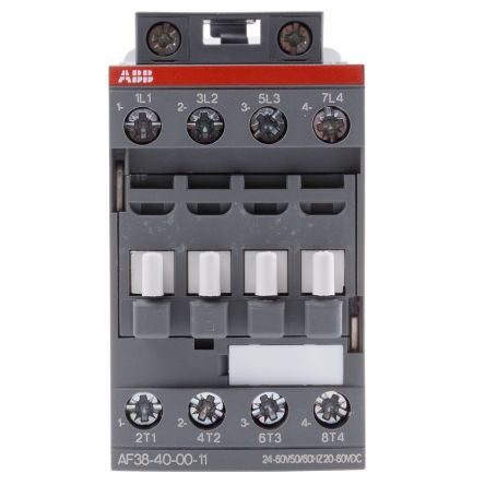 ABB AF38 Contactor, 24V ac/dc Coil, 4-Pole, 55 A, 18.5 kW 60V, 4 NO, 690V ac