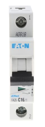 Eaton xEffect xEffect Miniature Circuit Breaker, 1-Pole, 16A, Type C, 400V ac AC, 6 kA Breaking Capacity
