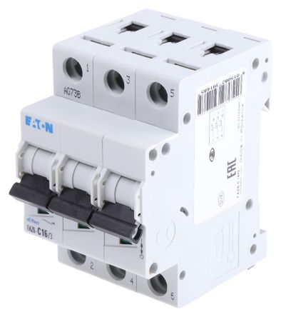 Eaton xEffect xEffect Miniature Circuit Breaker, 3-Pole, 16A, Type C, 400V ac AC, 6 kA Breaking Capacity