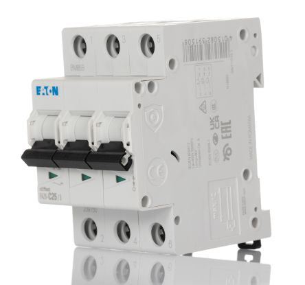 Eaton xEffect xEffect Miniature Circuit Breaker, 3-Pole, 25A, Type C, 400V ac AC, 60 V dc DC, 6 kA Breaking Capacity