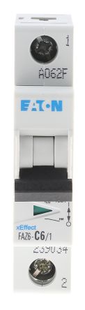 Eaton xEffect xEffect Miniature Circuit Breaker, 1-Pole, 6A, Type C, 400V ac AC, 6 kA Breaking Capacity