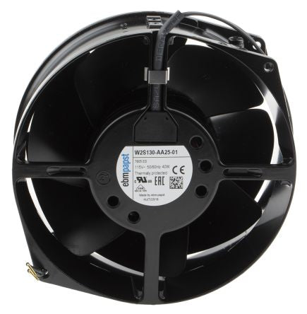 ebm-papst W2S130 Series Axial Fan, 115V ac, 320 m³/h, 38 W, 560 mA Max, IP20 172 mm, 55mm, 55 mm