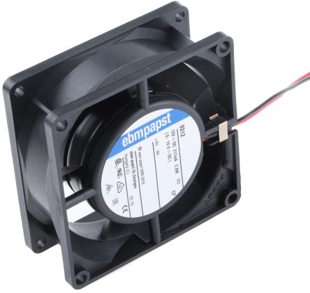 ebm-papst 8300 Series Axial Fan, 12V dc, 54 m³/h, 2.6 W, 216 mA Max, IP68 80 mm 80mm 32 mm