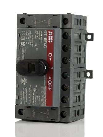 ABB 4-Pole DIN Rail Non-Fused Isolator Switch -, IP20, 16A, 7.5 kW