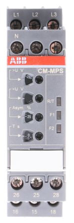 ABB Monitoring Relay, 3 Phase, DPDT, DIN Rail, 280V ac