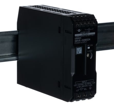 Omron S8VK-G Switched Mode DIN Rail Power Supply 350 V dc, 240V ac AC/DC Input 24V dc, 2.5 A Output DC 60 W