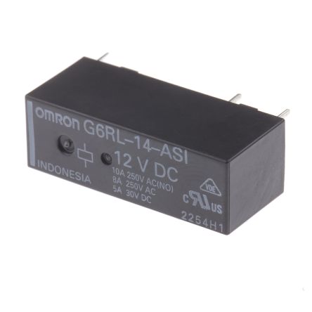 Omron PCB Power Relay, 12V dc Coil, 10A Switching Current, SPDT
