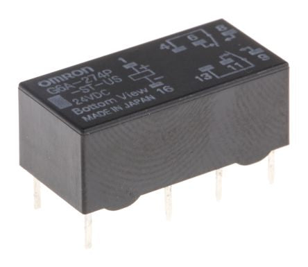 Omron PCB Signal Relay, 24V dc Coil, 2A, DPDT