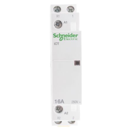 Schneider Electric Acti9 iCT Contactor, 12V ac Coil, 2-Pole, 16 A, 1.3 W 12V ac, 1 NO/1 NC, 250V ac