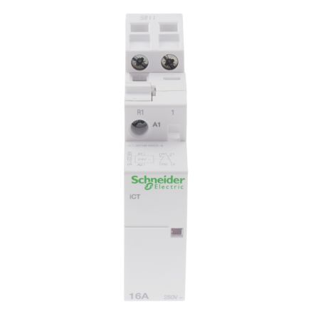 Schneider Electric Acti9 iCT Contactor, 24V ac Coil, 2-Pole, 16 A, 1.3 W 24V ac, 1 NO/1 NC, 250V ac