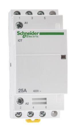 Schneider Electric Acti9 iCT Contactor, 230V ac Coil, 3-Pole, 25 A, 1.6 W 240V, 3 NO, 400V ac