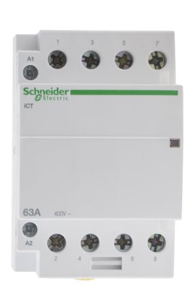 Schneider Electric Acti9 iCT Contactor, 24V ac Coil, 4-Pole, 63 A, 2.1 W 24V ac, 4 NO, 400V ac