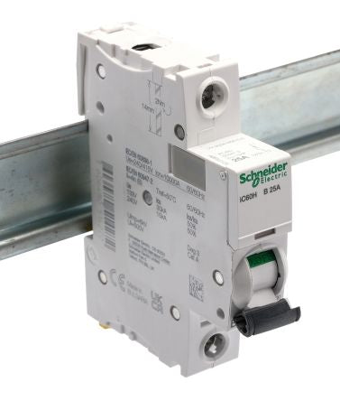 Schneider Electric Acti9 iC60H Miniature Circuit Breaker, 1-Pole, 25A, Type B, 240V ac AC, 48 V dc DC, 10 kA Breaking