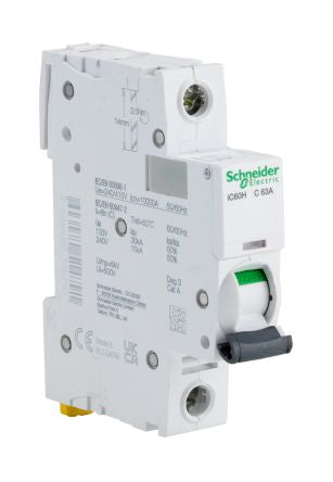 Schneider Electric Acti9 iC60H Miniature Circuit Breaker, 1-Pole, 63A, Type C, 240V ac AC, 48 V dc DC, 10 kA Breaking