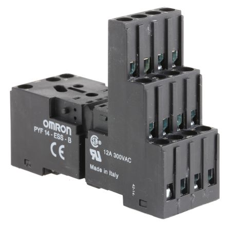 Omron PYF14 14 Way 250V ac DIN Rail Relay Socket, for use with MY2, MY4