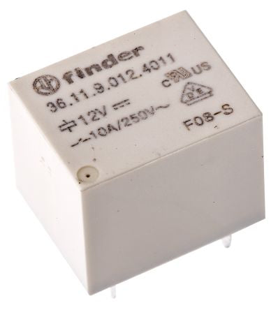 Finder PCB Power Relay, 12V dc Coil, 10A Switching Current, SPDT