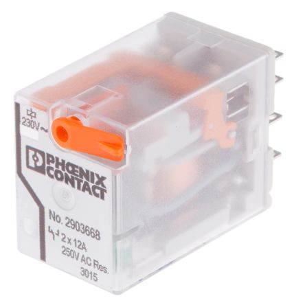 Phoenix Contact PCB Power Relay, 230V ac Coil, 12A Switching Current, DPDT