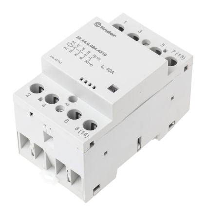 Finder 22 Contactor, 24V ac/dc Coil, 4-Pole, 40 A, 5 W, 4 NO