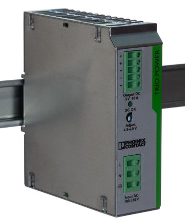 Phoenix Contact TRIO POWER Switched Mode DIN Rail Power Supply 264V ac AC Input 6V dc, 10 A Output DC 50 W
