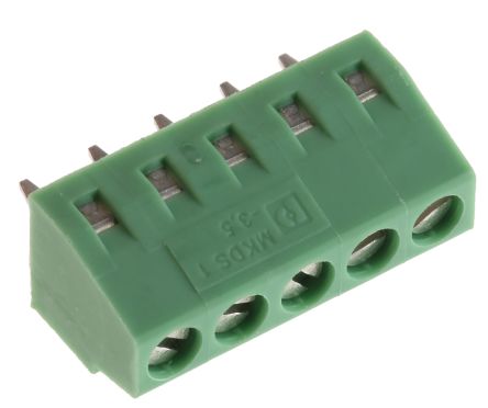 Phoenix Contact MKDS 1/5-3.5 Series Straight PCB Terminal Block, 5 Contact(s), 3.5 mm Pitch, 1 Row