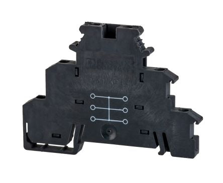 Phoenix Contact 2715571 DIKD 1.5-PV BK Series DIN Rail Terminal Block Black, 0.2mm², 4 mm², 3-Level, Screw