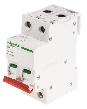 Schneider Electric Switch, Panel, DIN Rail 2P Switch Disconnector Circuit Trip for use with Acti 9 Isobar A type
