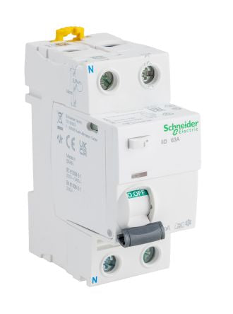 Schneider Electric IID Series Residual Current Circuit Breaker, 63A, 2-Pole, 30 mA, Type A, 1500 A 240V ac
